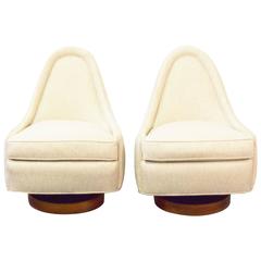 Pair of Milo Baughman Tear Drop Swivel Lounge Chairs 11