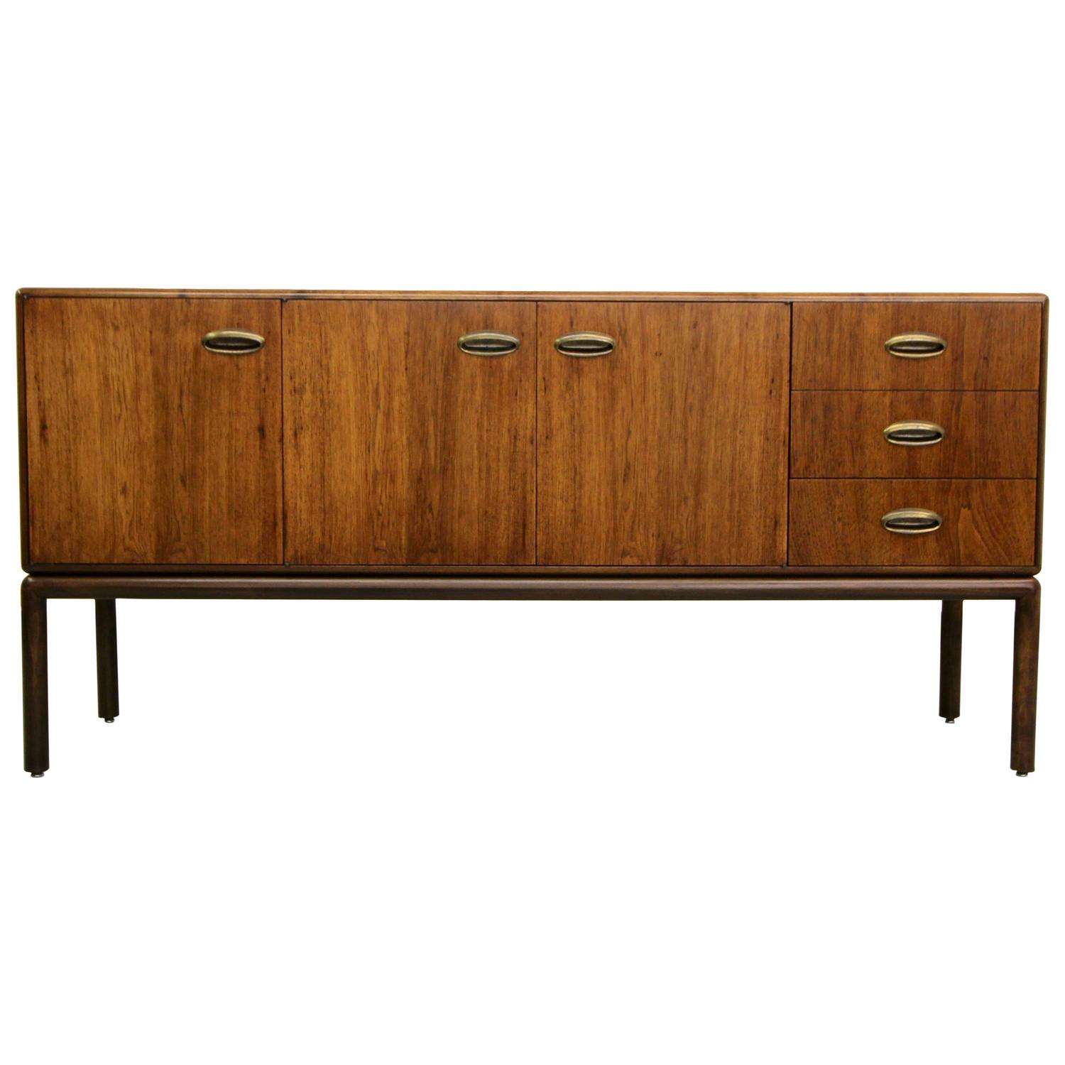 Mid Century Sideboard Buffet with Brass Handles at 1stdibs