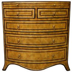 Petite Bow Front Leather Dresser Chest by Maitland Smith