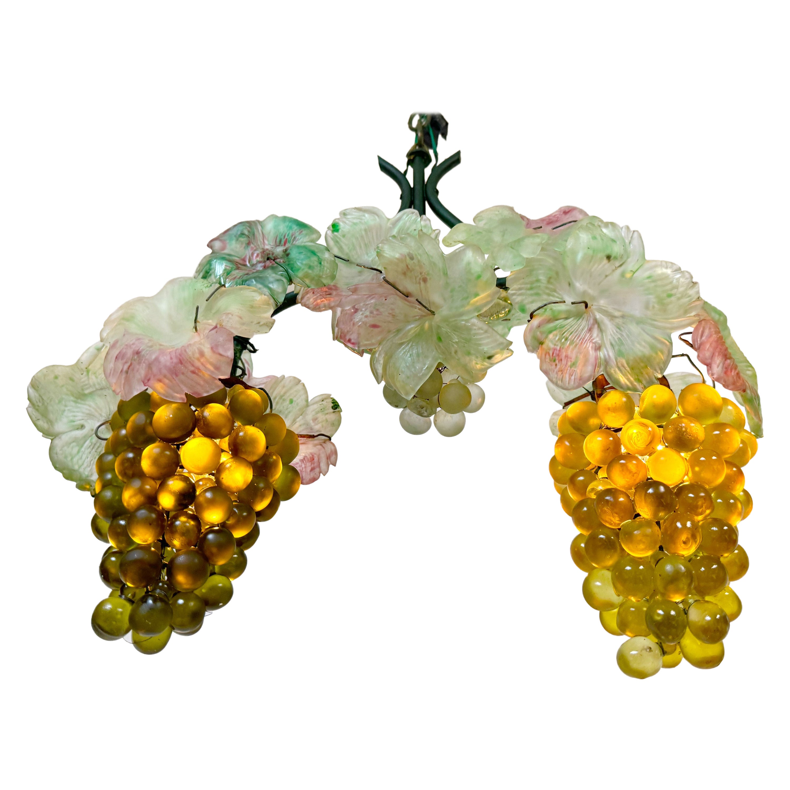 Araña colgante de cristal de Murano Uvas y Hojas