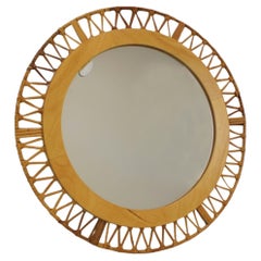 Miroir en bambou des années 1960 par Fmportglas, Allemagne