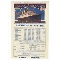 1925 Holland America Line : voyages transatlantiques de Southampton à New York