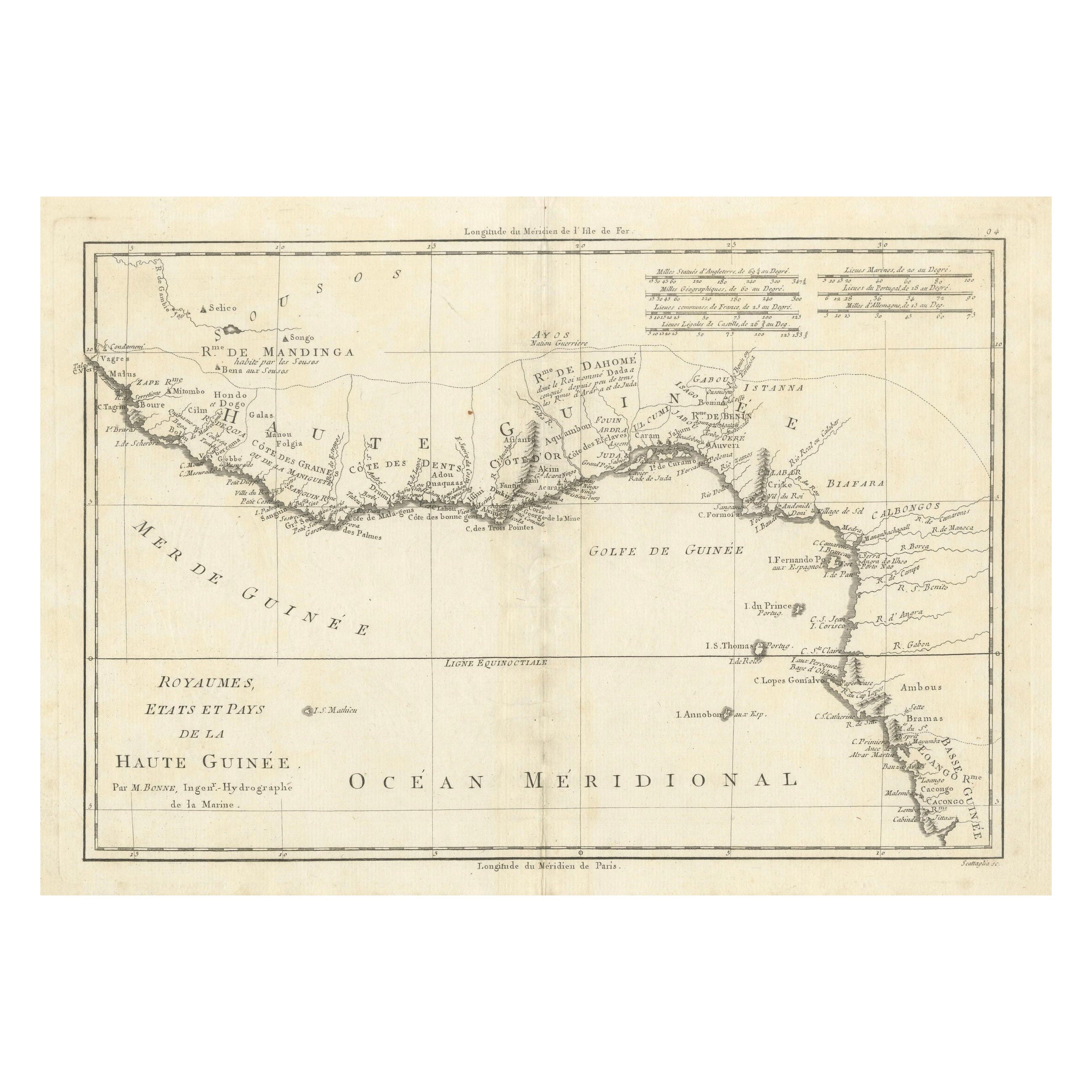 18th Century Map of Upper Guinea: Kingdoms and Coastal Regions of West Africa For Sale