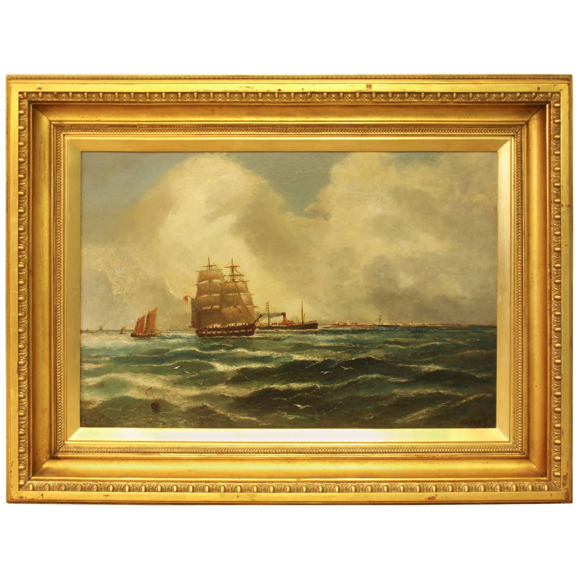"Off the North-East Coast" Oil Painting by Bernard Benedict Henry For Sale