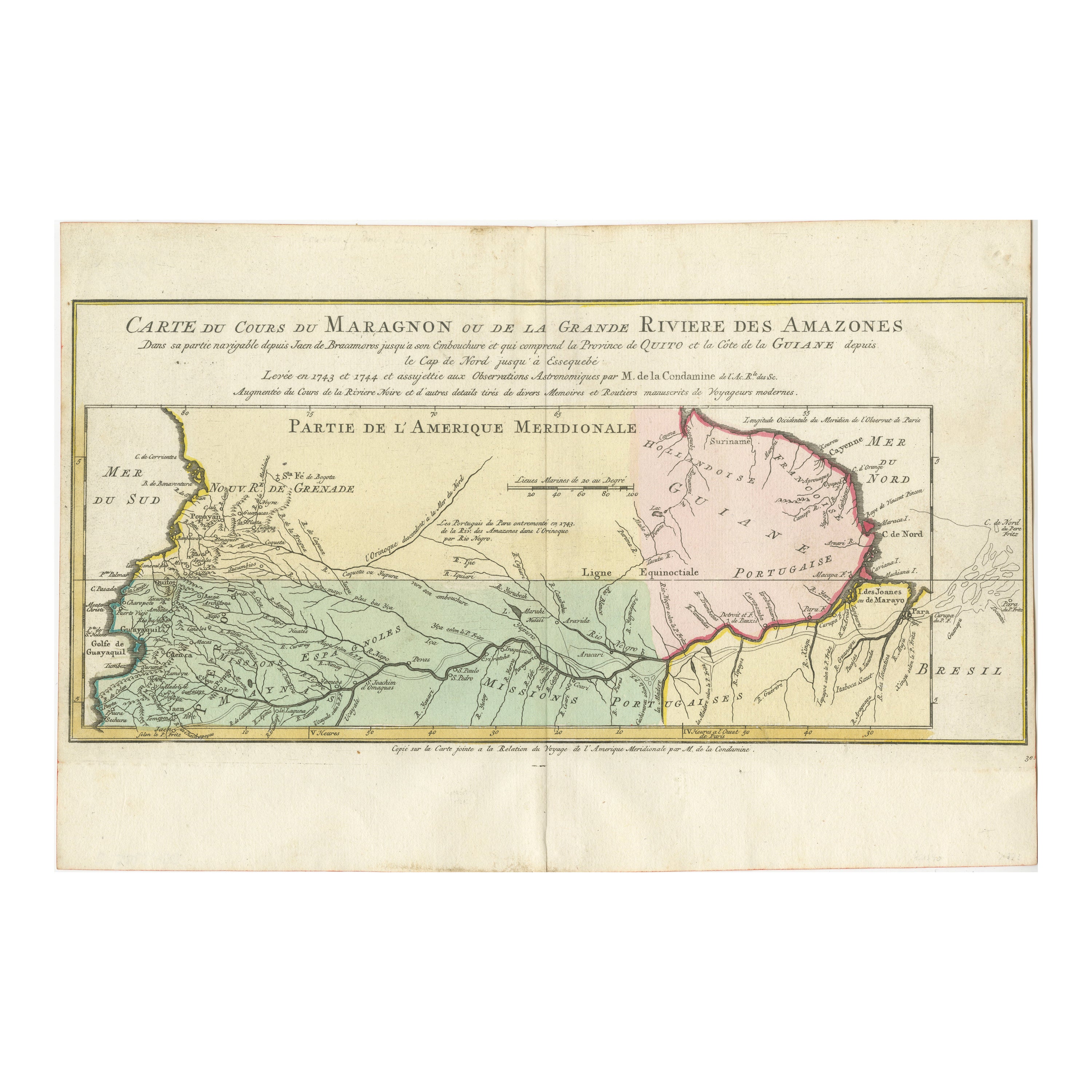 Map of the Amazon River's Course and Surrounding Regions (1743-1744)