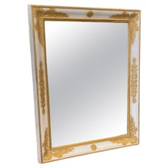 French 19th Century Empire White & Gold Rectangular Mirror