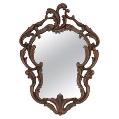 Miroir baroque avec cadre en chêne orné et sculpté à la main, France années 1950