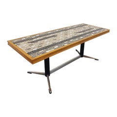 Niedriger Vintage-Tisch aus den 60er und 70er Jahren aus Stahl, Holz und Metall
