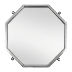 Miroir octogonal Art déco en cuivre nickelé, France, ca. 1920