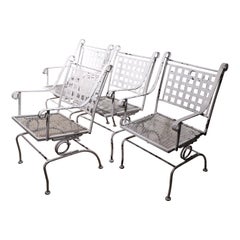 Ensemble de quatre chaises de salle à manger de jardin vintage attribuées à Woodard