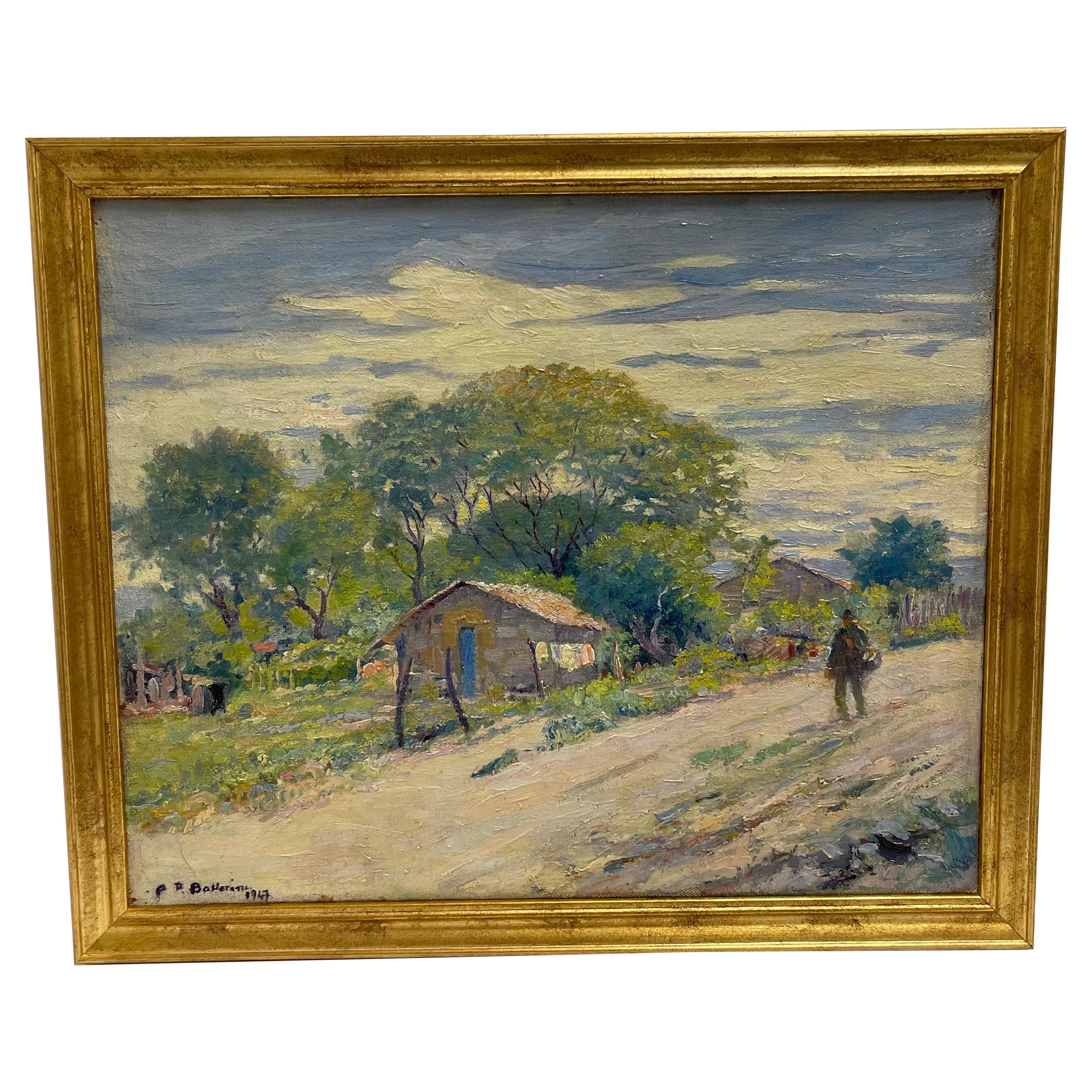 1947 Una Mañana En Enero by Antonio Ballerini Framed Painting For Sale