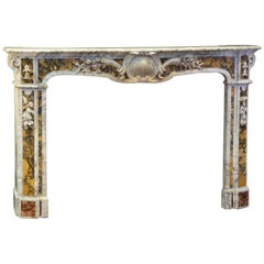 Exeptional Antique French Carrara and Siena Marble Inlaid Mantel Piece