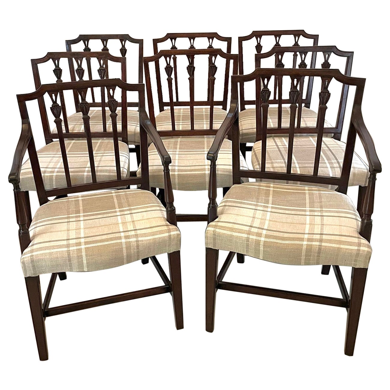 Fine Set of 8 Antique George III Mahogany Dining Chairs For Sale