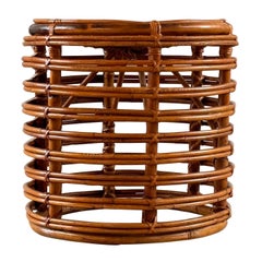 Iconic Rattan and Bamboo Stool by Tito Agnoli, 1960s