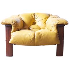 Midcentury Leather and Rosewood Lounge Chair by Percival Lafer