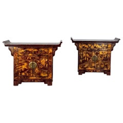 Coppia di credenze in legno laccato della dinastia Qing, 1870-1880 ca.