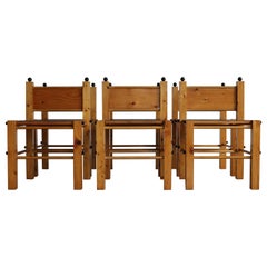 Set of 6 Rationalist Dining Pine Chairs