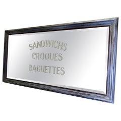 Antique Huge Brasserie Advertising Mirror, Sandwiches Croques & Baguettes