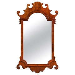 A Wooden Georgian Style Mirror With Scroll Cresting