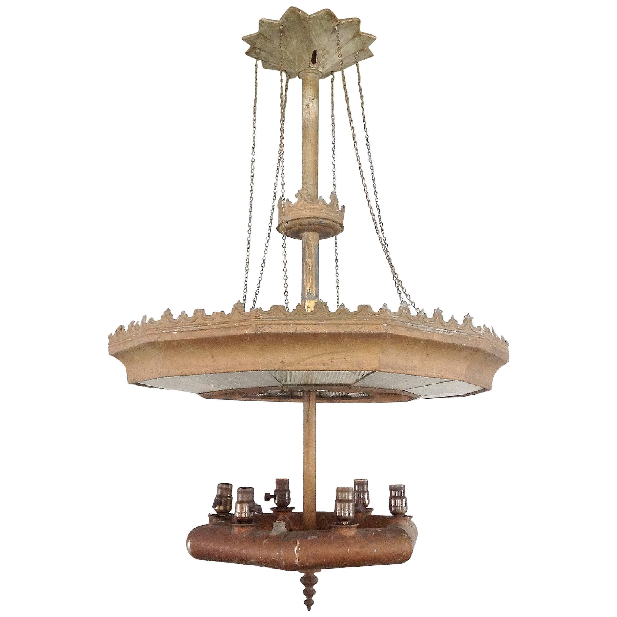 Large Belle Epoque Era Reflector Chandelier by Bailey  For Sale