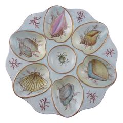 West German Hand-Painted Oceanic Porcelain Oyster Plate