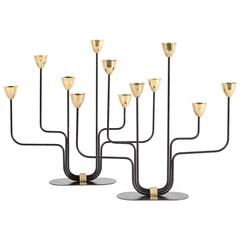 Pair of Gunnar Ander, Large Candelabras, Ystad Metall, Sweden, candleholder 7