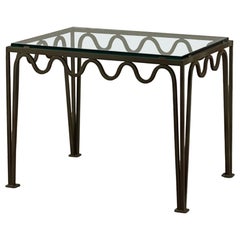 Large 'Méandre' Verdigris and Glass End Table by Design Frères