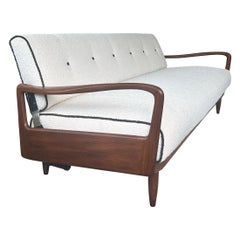 Mid Century Modern Teak and Boucle Sofa Bed by Greaves and Thomas