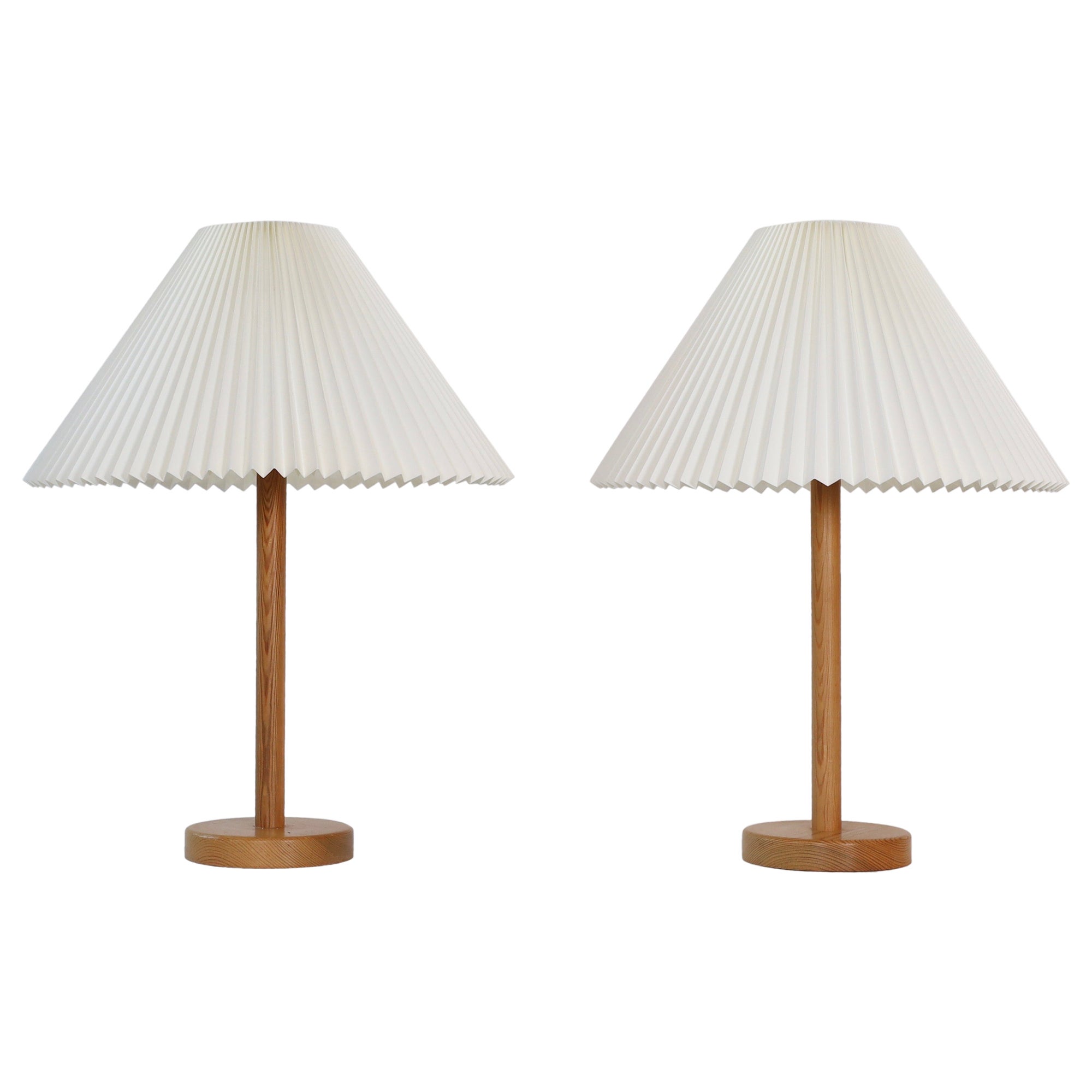 Set Tischlampen aus Kiefernholz von Solbackens Svarveri, Schweden, 1970er Jahre