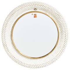 Vintage Austrian Designer, Wall Mirror, Brass, Metal, Austria, 1940s