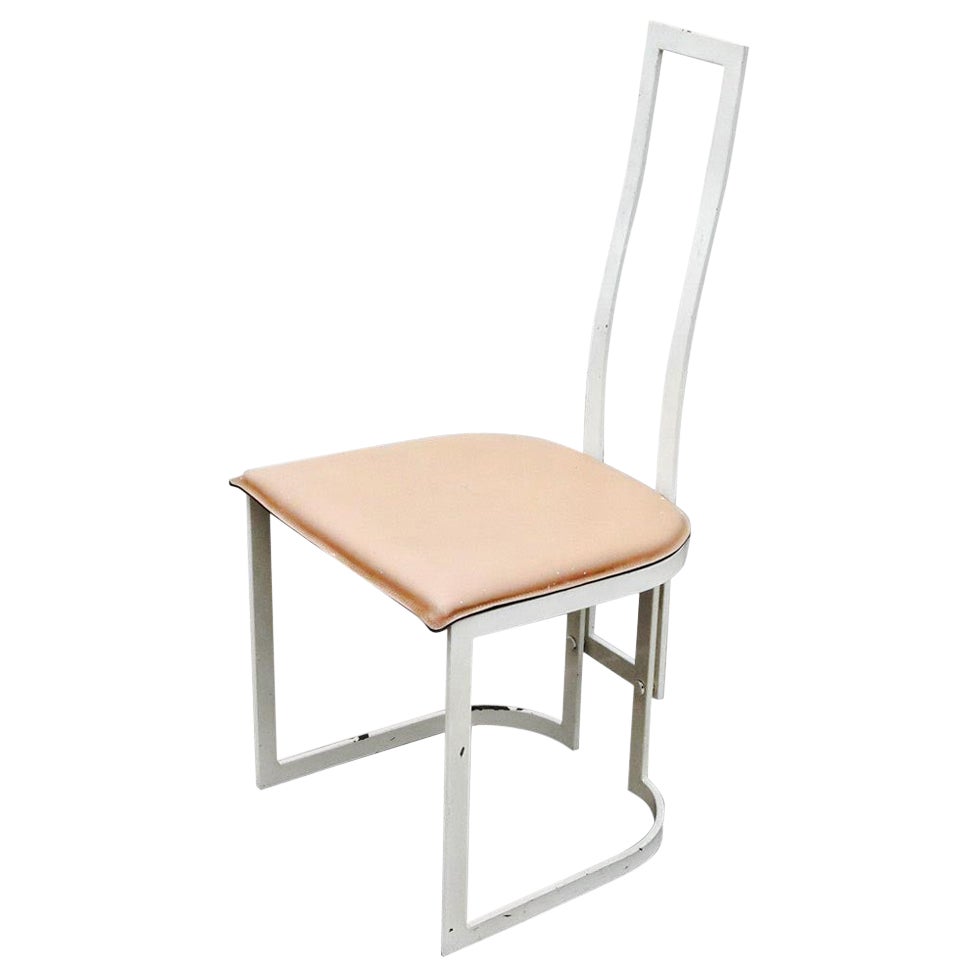 1980's Modernist Gastone Rinaldi Side Chair for Thema Italy 1 with Leather Seat For Sale