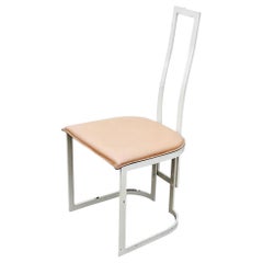 Chaise d'appoint moderniste Gastone Rinaldi pour Thema Italy 1 des années 1980 avec assise en cuir