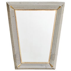 Vintage Austrian Designer, Illuminated Wall Mirror, Brass, Metal, 1950s