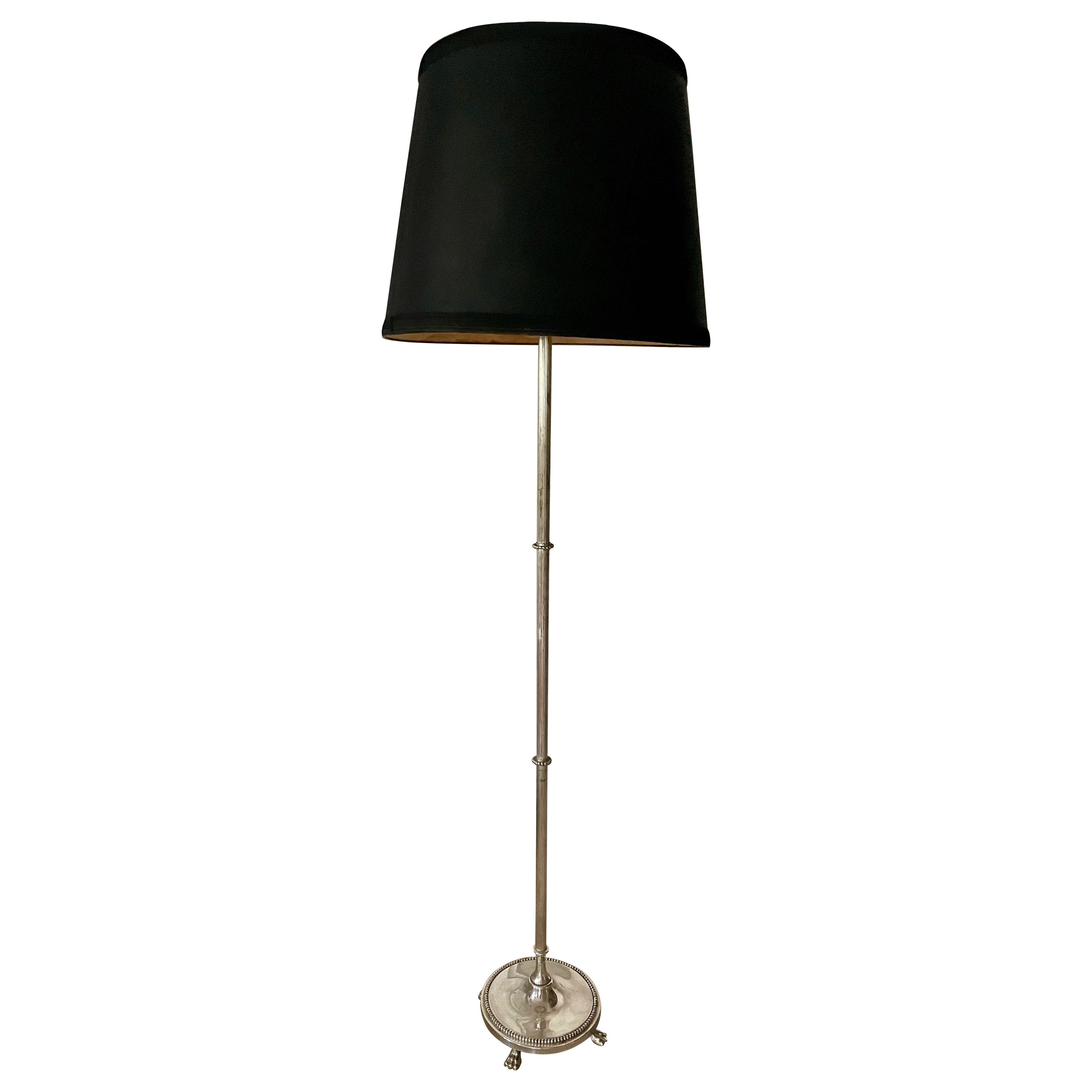 Elegant Neoclassical Silver Floor Lamp by Maison Charles, France 1970.