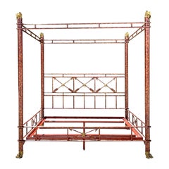 Cama con dosel Vintage Regency Maitland Smith Tiger Head King Size