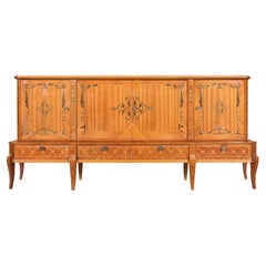 Rumänisches Art Deco Sideboard mit Exotenholz-Intarsien