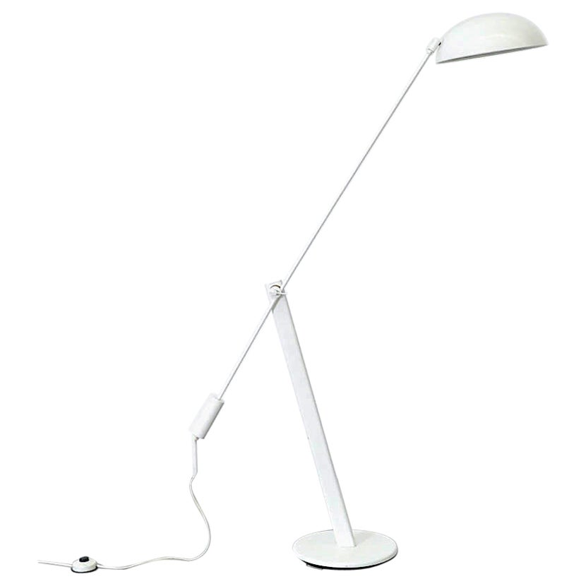 Hala Post Modern Cantilevered Floor Lamp with Half Dome Shade in White