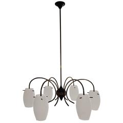 Vintage Italian Six-Arm Brass Chandelier 2