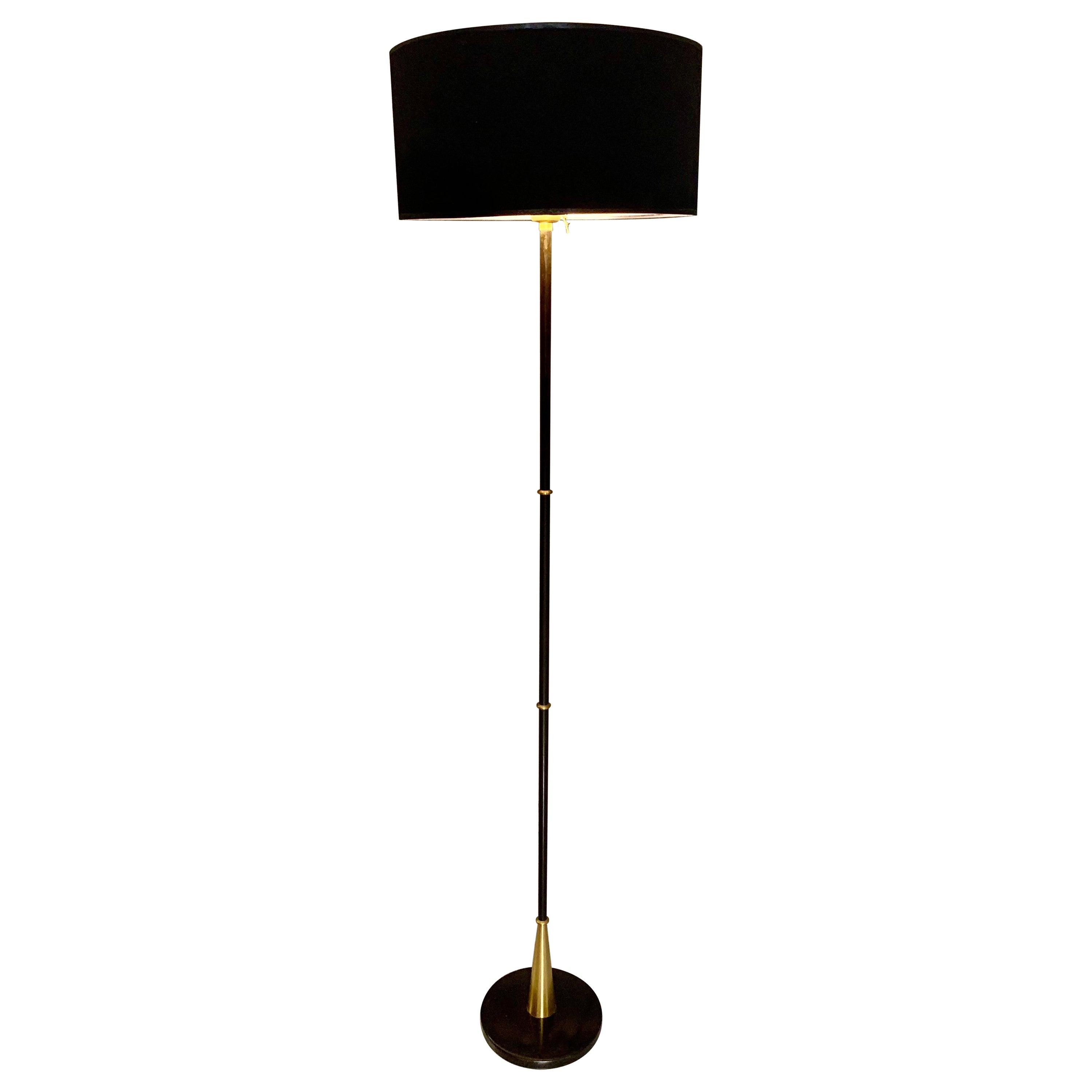 Mid-Modern Century Floor Lamp Brass and Lacquered Metal by Einar Backstrom