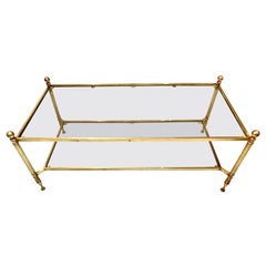 Neoclassical Style Maison Jansen Style Two Tiers Brass Coffee Table Status:Sold