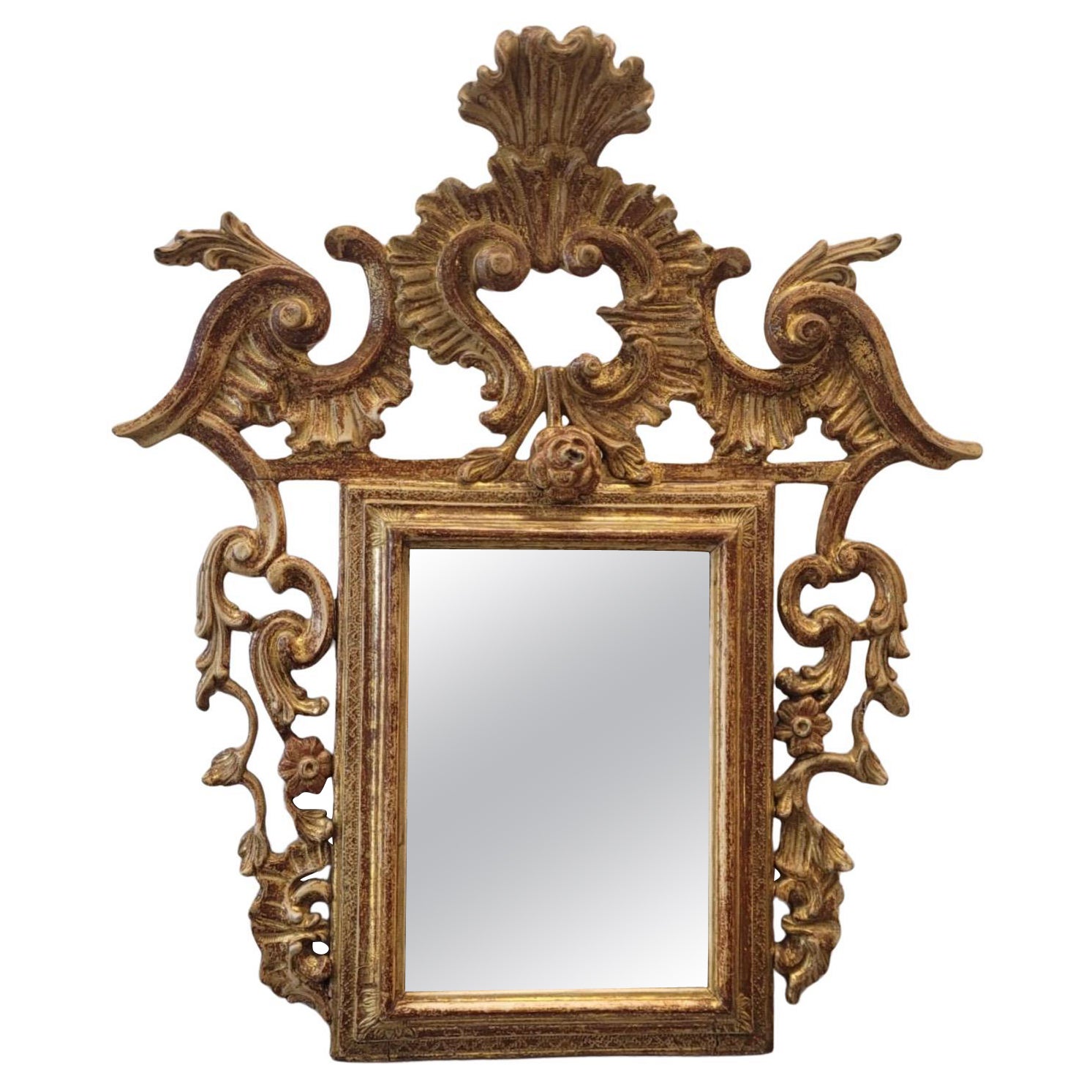 Louis XVI style French mirror wall  carved and gilded wood