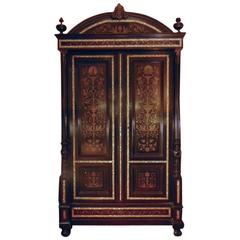 French Empire Period Armoire with Abalone and Brass Inlays