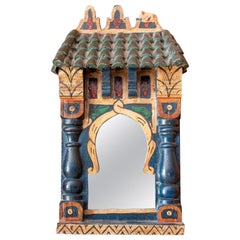 Miroir mural en bois peint à la main impressionnant l'architecture mauresque des années 1980