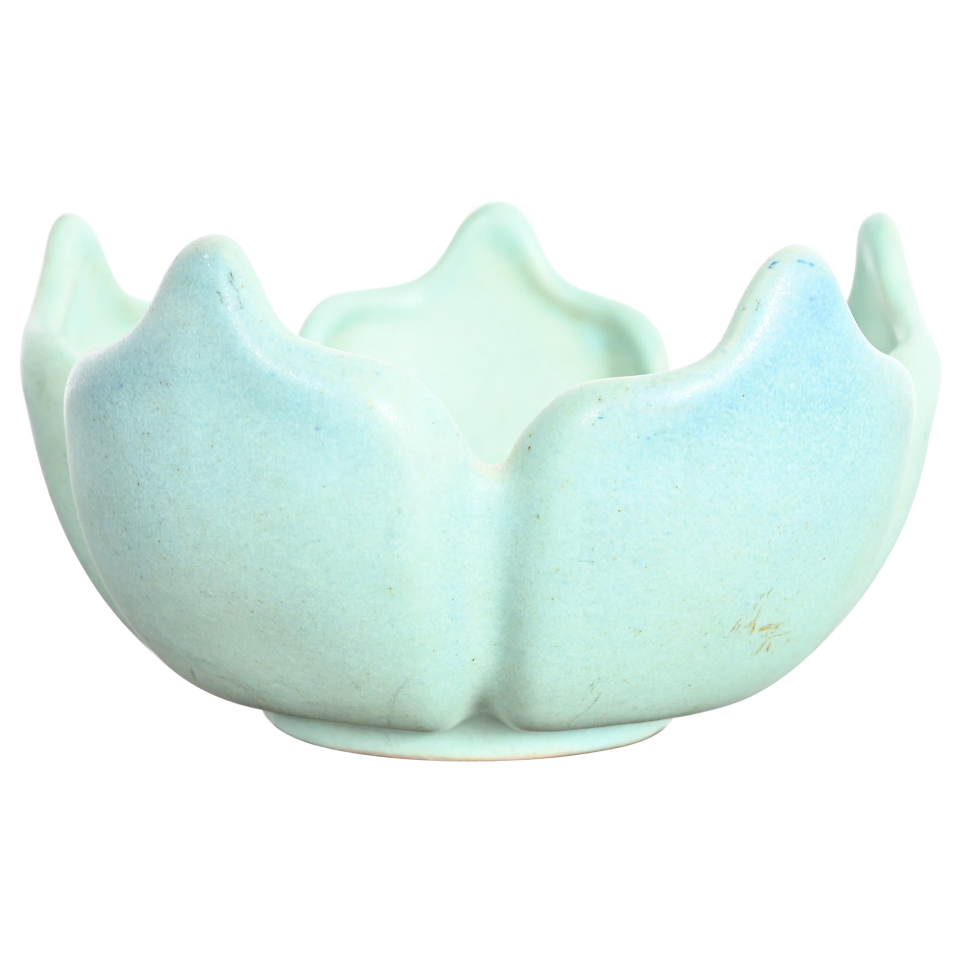 Van Briggle Arts & Crafts Lotus Form Turquoise Glazed Ceramic Bowl