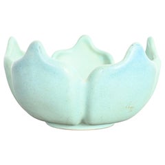 Antique Van Briggle Arts & Crafts Lotus Form Turquoise Glazed Ceramic Bowl