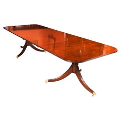 Vintage 10ft Regency Revival Mahogany Twin Pillar Dining Table 20th C