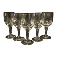 Lot of 5 Crystal Wine Glasses - Mid 20th Century - 2Y27