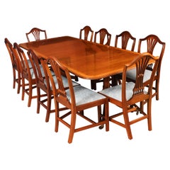 Vintage Twin Pillar Dining Table & 10 dining chairs by William Tillman 20th C