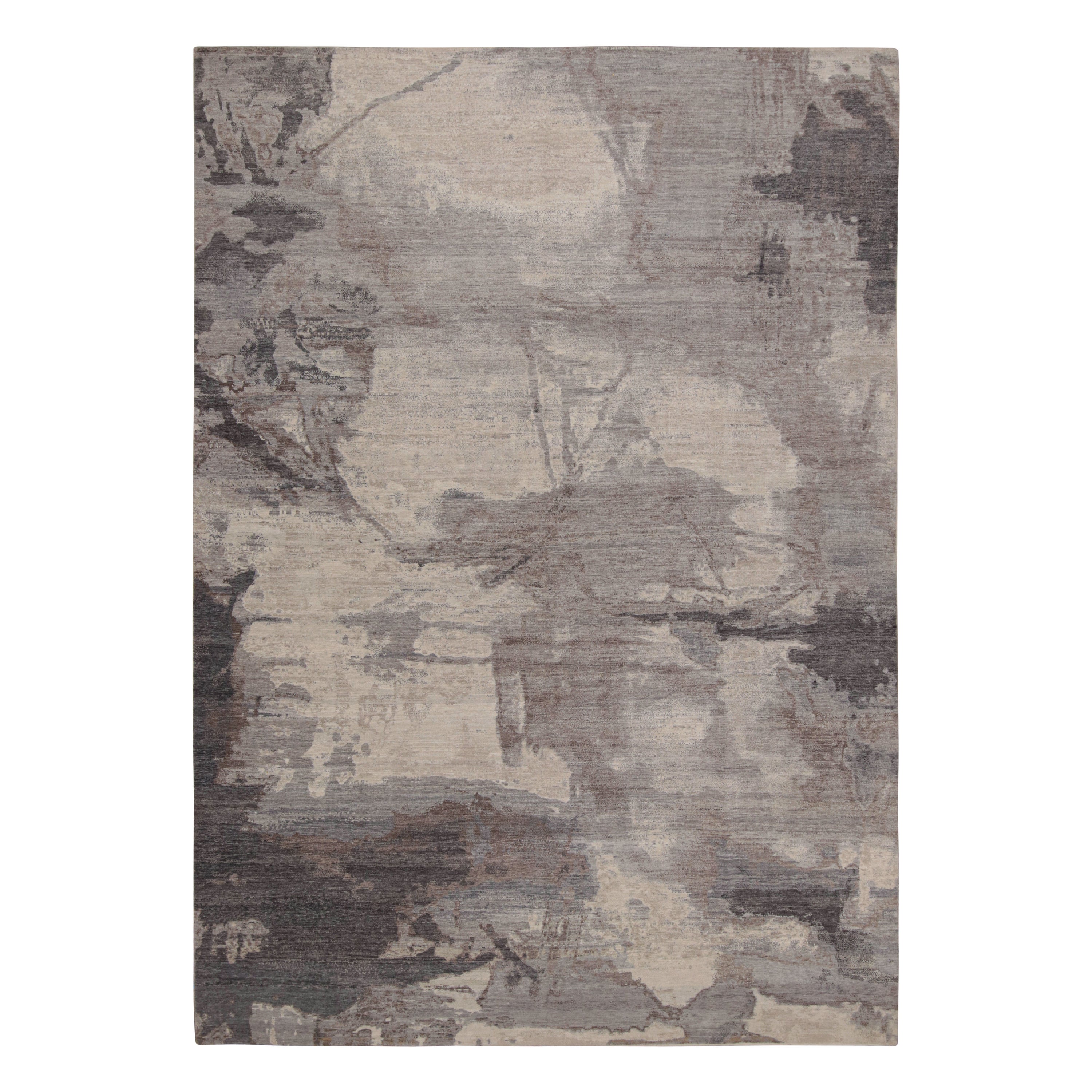 Rug & Kilim’s Contemporary Abstract Rug with Silver and Gray Patterns