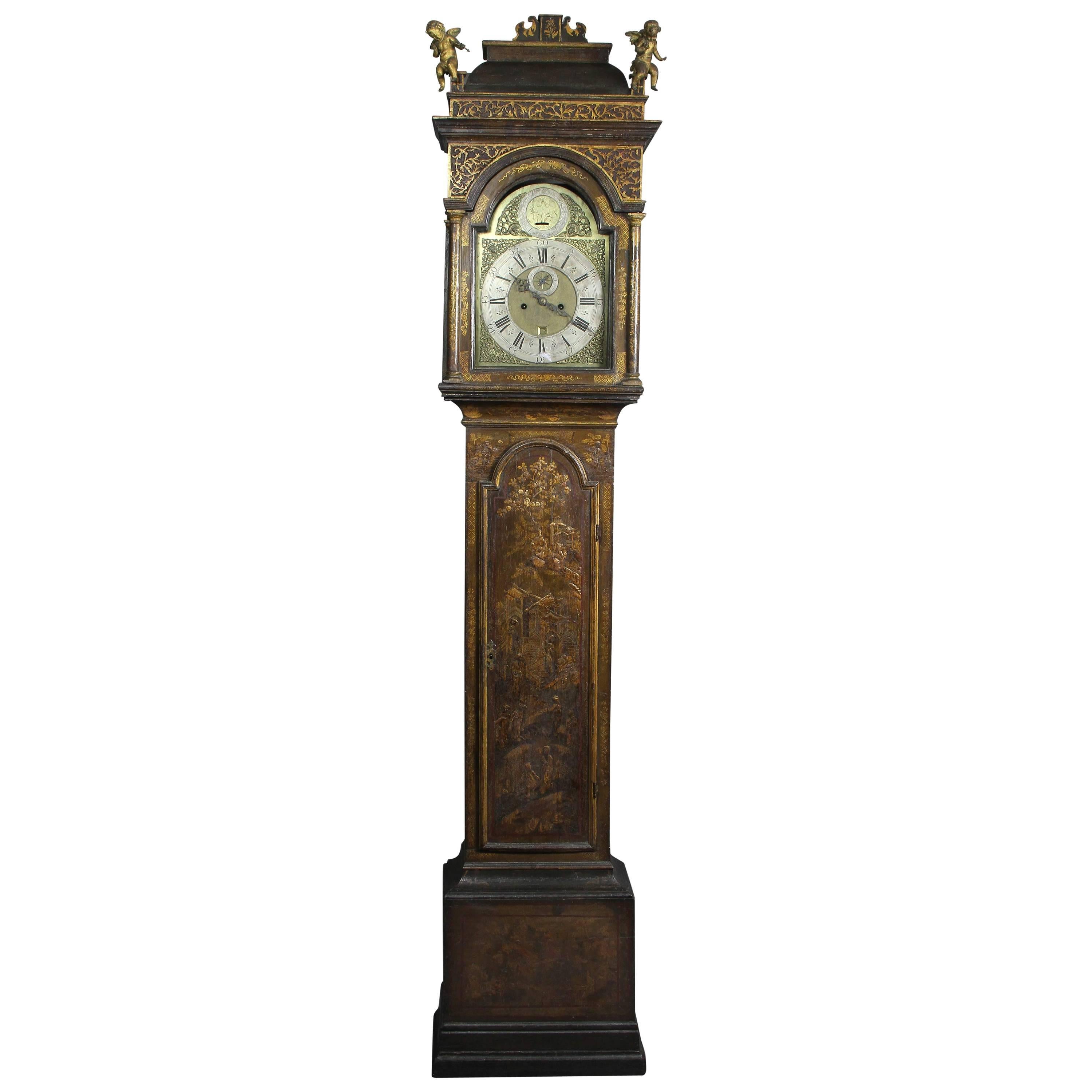 George III Japanned Tall Case Clock by William Harvey